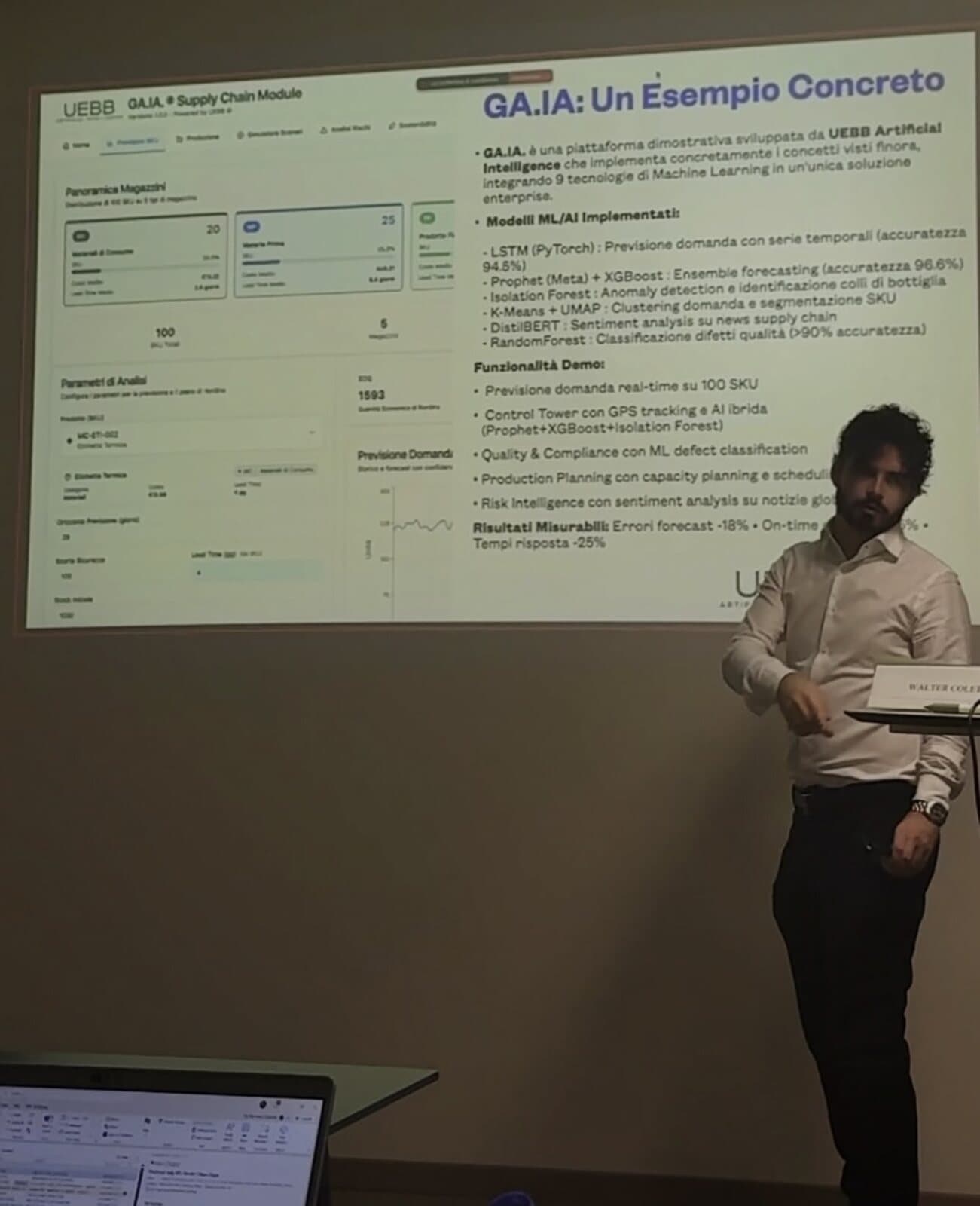 Giacomo De Benedetto, fondatore e CEO di UEBB, presenta GA.IA alla LIUC – Università Cattaneo